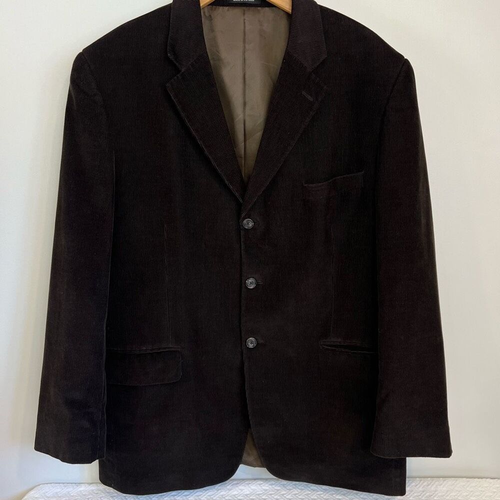 Vintage Alfani Men’s 42R Dark Brown Silk Blend Suit Jacket Sports Coat Blazer